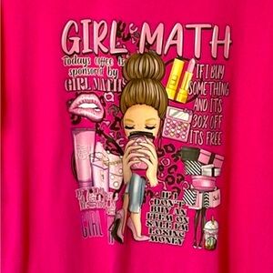 Hot Pink Girl Math Hot Pink Womens T-Shirt Size Large 🆕